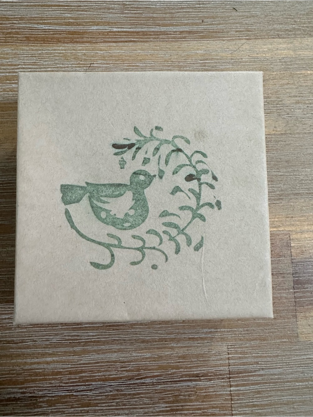 Vintage Stamped Songbird Wreath Kraft Square Jewelry Gift Box – Bundle Add-on